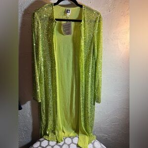 Jacket Anne Klein Sequin Lime Green Jacket M